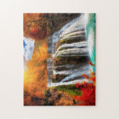 Herfst waterval 2 foto puzzels internet puzzel puz (Verticaal)