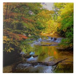Herfst waterval in de ochtendzon tegeltje
