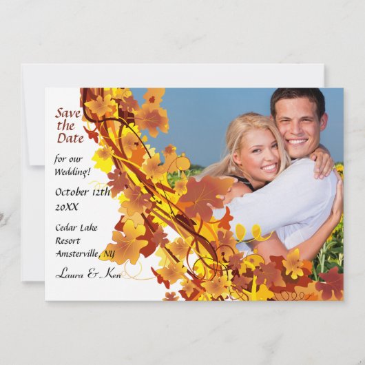 Herfst-waterval Save-the-Date-aankondiging Save The Date (Voorkant)