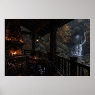 Herfst Waterval Veranda Poster