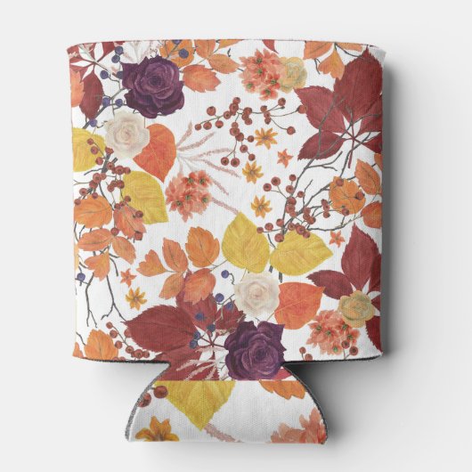 Herfst Waterverf Bladeren en Rozen Blikjeskoeler (Achterkant)