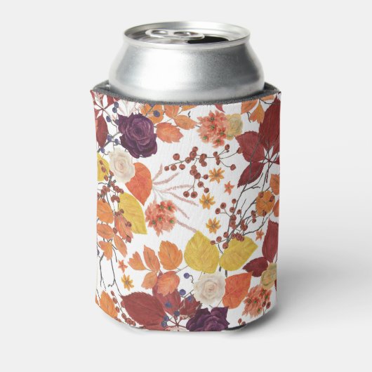 Herfst Waterverf Bladeren en Rozen Blikjeskoeler (Blikje Achterkant)