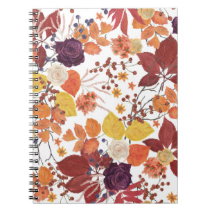 Herfst Waterverf Bladeren en Rozen Notitieboek