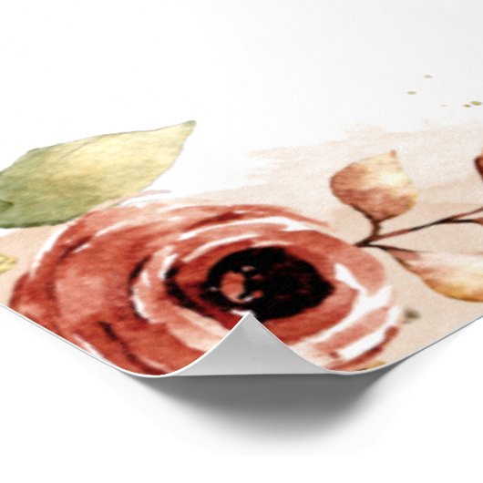 Herfst Waterverf Bloem Herfst Bloemig Perzik Welko Poster (Hoek)