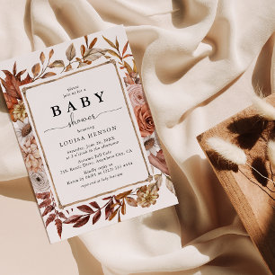 Herfst Waterverf Bloemen Baby Shower Kaart