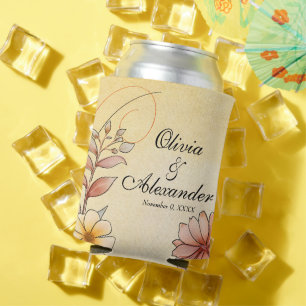 Herfst Waterverf Bloemen Terracotta bruiloft gunst Blikjeskoeler