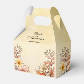 Herfst Waterverf Bloemen Terracotta Gele bruiloft Bedankdoosjes