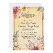 Herfst Waterverf Bloemen Terracotta Gele bruiloft