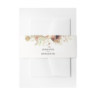 Herfst Waterverf Bloemen Vintage bruiloft Uitnodigingen Wikkel