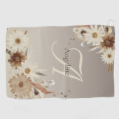 Herfst Waterverf Bloemmonogram gepersonaliseerd Golfhanddoek (Horizontaal)