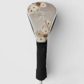 Herfst Waterverf Bloemmonogram gepersonaliseerd Golfheadcover (Voorkant)