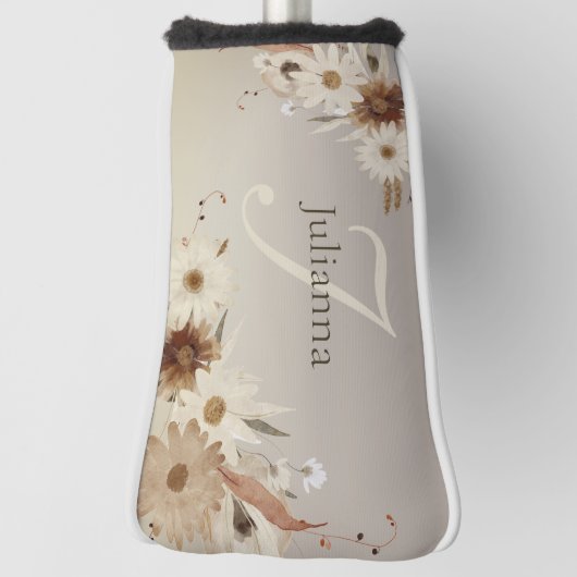 Herfst Waterverf Bloemmonogram gepersonaliseerd Golfheadcover (Draai 90)