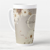 Herfst Waterverf Bloemmonogram gepersonaliseerd Latte Mok (Linkerhoek)