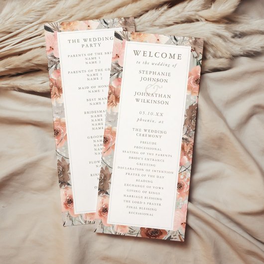 Herfst Waterverf Boho Trouwprogramma Menu
