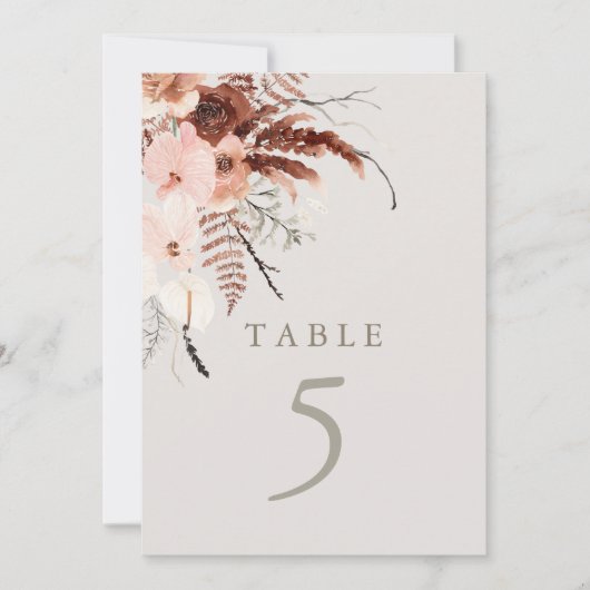 Herfst Waterverf Boho Trouwtafel Nummer (Voorkant)