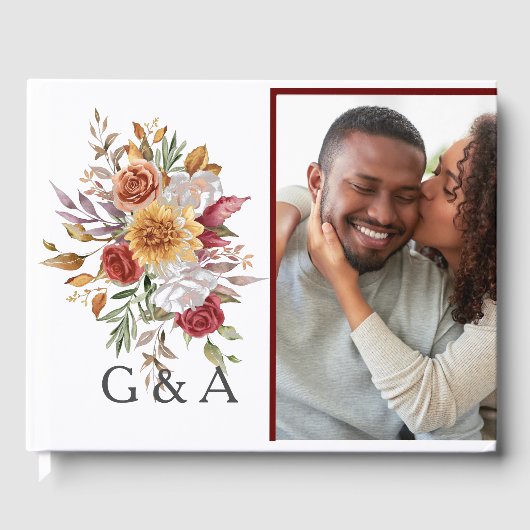 Herfst Waterverf botanisch monogram Gastenboek (Voorkant)