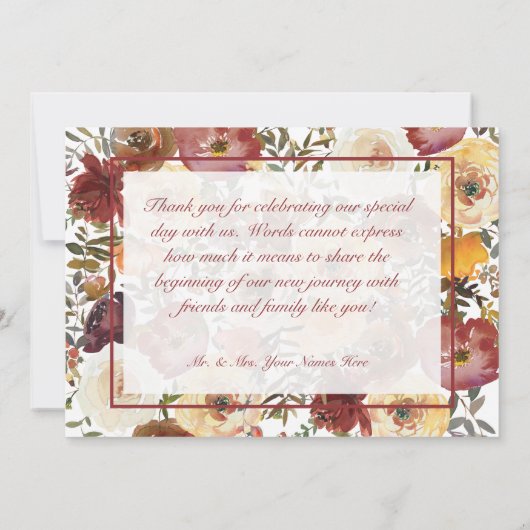 Herfst Waterverf Bouquets bruiloft Hartelijk dank Bedankkaart (Achterkant)