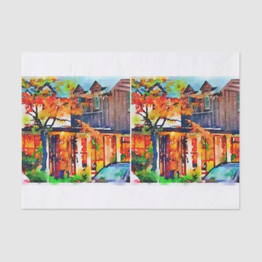 Herfst Waterverf brandkleur ontkoppelen gemengde m Tissuepapier (Voorkant)