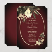 Herfst Waterverf Floral Bourgondië bruiloft Kaart (Voorkant / Achterkant)