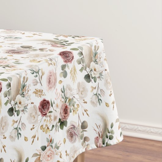 Herfst Waterverf Floral Dusty Roos Wedding Tafelkleed (Voorbeeld)