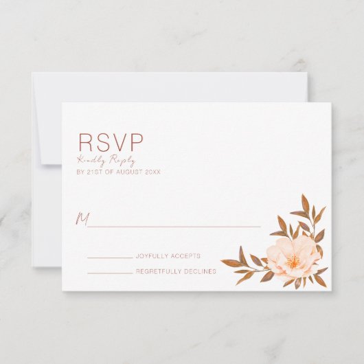 Herfst Waterverf Floral kopper Wedding RSVP Kaartje (Voorkant)