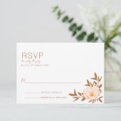 Herfst Waterverf Floral kopper Wedding RSVP Kaartje (Staand voorkant)