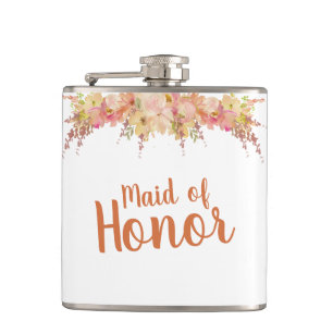 Herfst Waterverf Floral Maid of Honor Heupfles