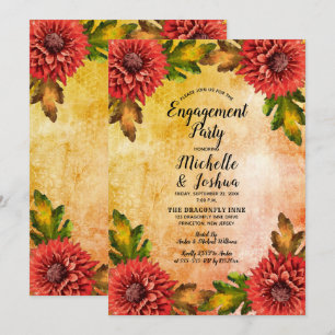 Herfst Waterverf Floral Mums Engagement Party Kaart