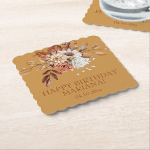 Herfst Waterverf Floral op goudfeest Kartonnen Onderzetters