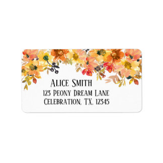 Herfst Waterverf Floral Simplistic Wedding Etiket