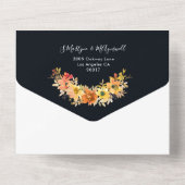 Herfst Waterverf Floral String Lights Wedding All In One Uitnodiging (Achterkant)