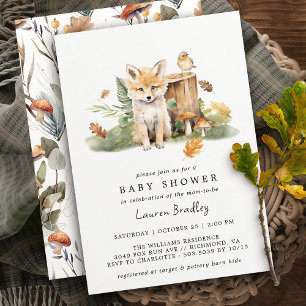 Herfst Waterverf Fox   Woodland Autumn Baby shower Kaart