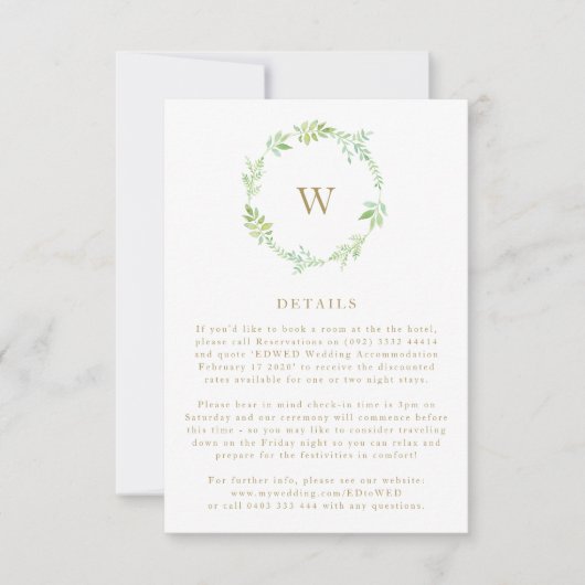 Herfst Waterverf Greenery Wreatet Enclosure Card RSVP Kaartje (Voorkant)