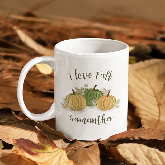 Herfst Waterverf Ik hou van Herfst Gepersonaliseer Koffiemok