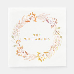 Herfst Waterverf Krans Gepersonaliseerde achternaa Servet