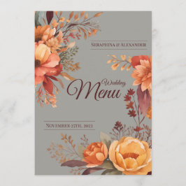Herfst Waterverf Landelijke Bloem Bruiloftsmenu Menu