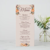 Herfst Waterverf Landelijke Bloemige Trouwmenu Menu (Staand voorkant)