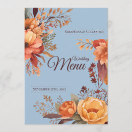 Herfst Waterverf Landelijke Bloemige Trouwmenu Menu