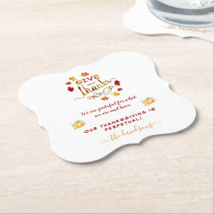 Herfst Waterverf Leaves Geef Bedankt Monogram Kartonnen Onderzetters