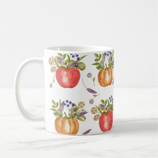 Herfst Waterverf, naadloze compositie. Koffiemok