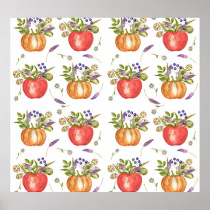 Herfst Waterverf, naadloze compositie. Poster