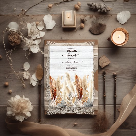Herfst Waterverf Pampas Grass Bridal Kaart