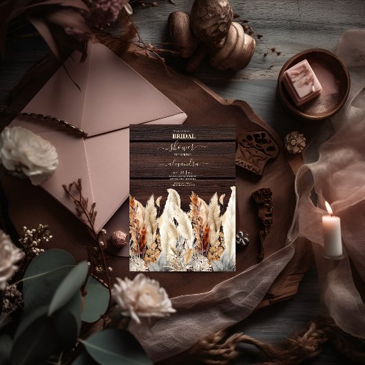 Herfst Waterverf Pampas Grass Bridal Kaart