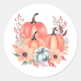 Herfst Waterverf Pompoen Boho Ronde Sticker