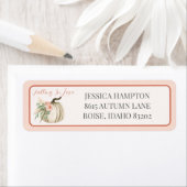 Herfst Waterverf Pompoen Pampas Floral Pink Mail Etiket (Insitu)