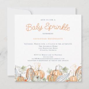 Herfst Waterverf pompoenen Baby Sprinkle Kaart