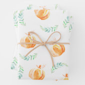 Herfst Waterverf Pompoenen & Green Laurels Wrappin Inpakpapier Vel (In situ)
