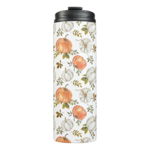 Herfst Waterverf pompoenpatroon Thermosbeker