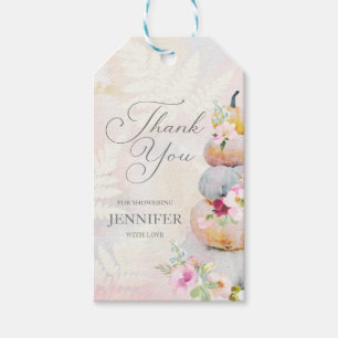Herfst Waterverf Pumpkin Girl Baby shower Dank u w Cadeaulabel