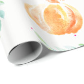 Herfst Waterverf Pumpkins & Green Laurels Cadeaupapier (Rol Hoek)